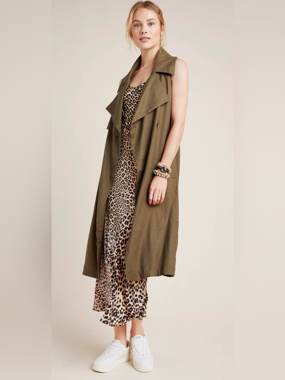 Anthropologie Hollis Tie-Front Trench Vest, Size S